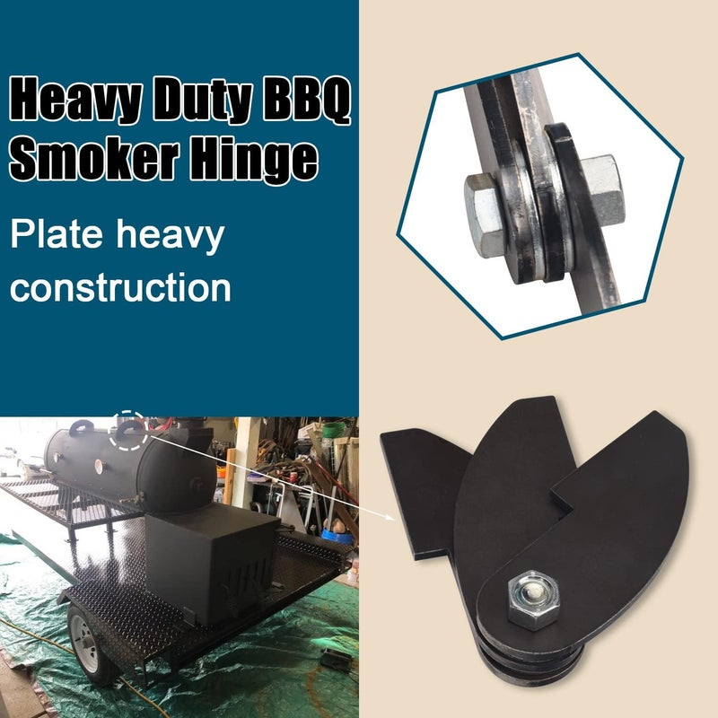 Ohoho 2 Pack Heavy Duty BBQ Smoker Hinge for BBQ Smoker Hinge Doors - Size: 8 X 2 1/4" DIY Parts Weld On Large 3/16 Plate Steel -Weld on-Black - Image 5